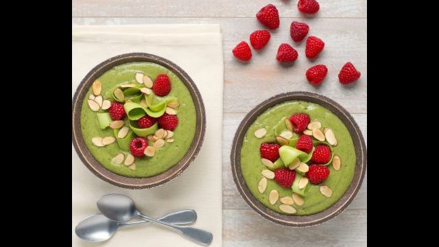 Grøn hindbærsmoothie